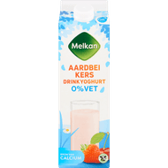 Melkan Zuiveldrink aardbei-kers 0% vet