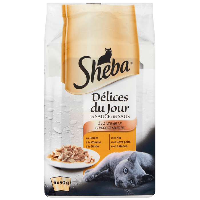 Sheba Délices du jour gevogelte in saus 6 stuks