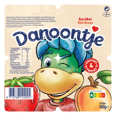 Danoontje Kinder Fruitkwark Toetjes Aardbei Abrikoos