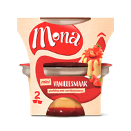 Mona Pudding vanille met aardbeiensaus