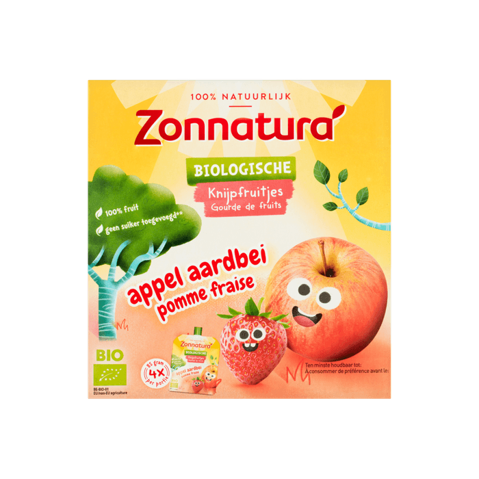 Zonnatura Knijpfruit appel aardbei 4 st.