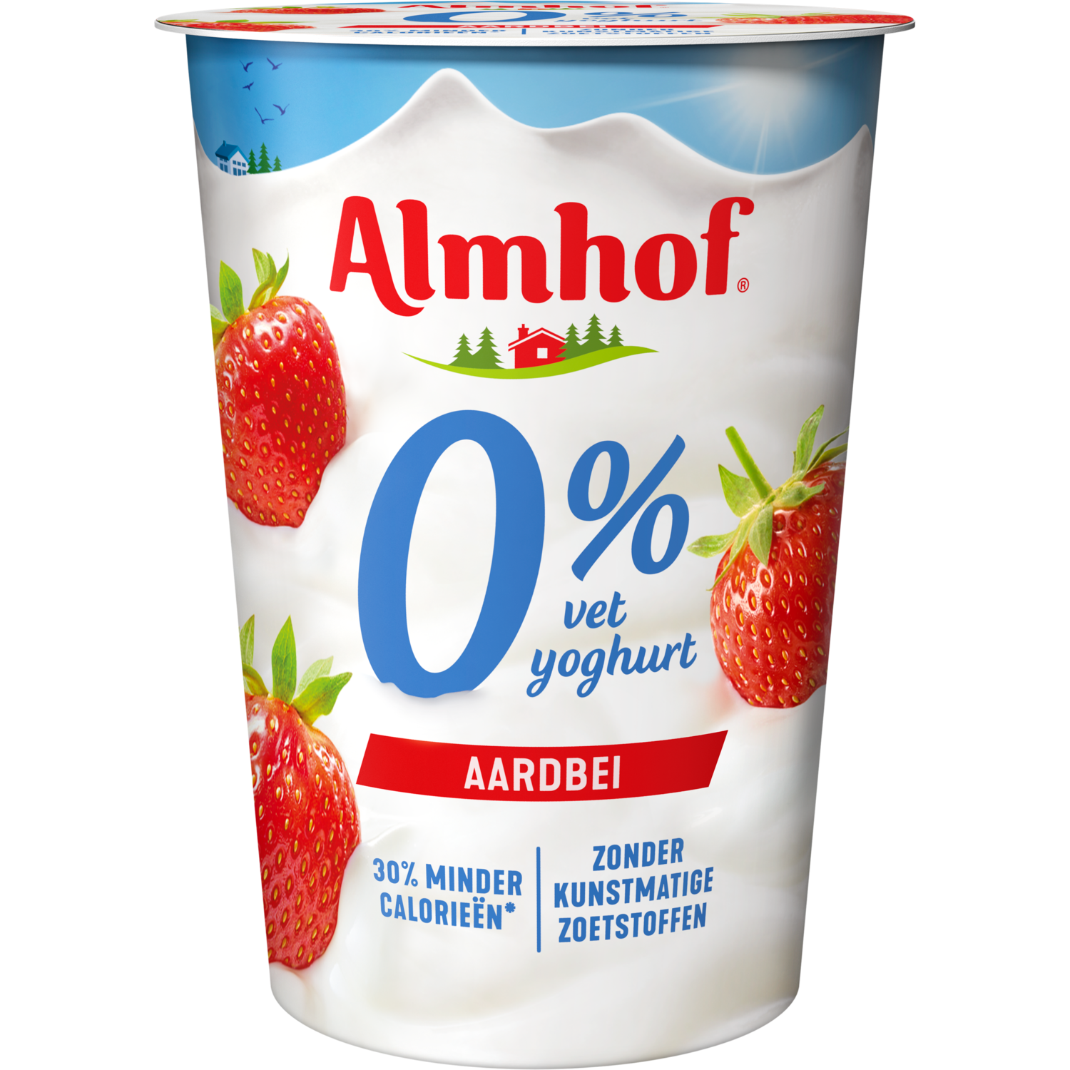 Almhof 0% vet yoghurt aardbei