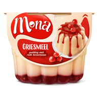 Mona Pudding griesmeel met rode bessensaus