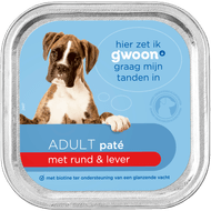 G'woon Hondenvoer alu pate rund & lever