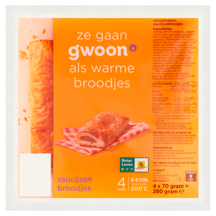 G'woon Saucijzenbroodjes 4 st.