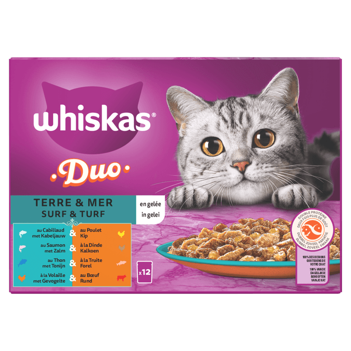 Whiskas Kattenvoer surf&turf gelei  1+ jaar 12st.