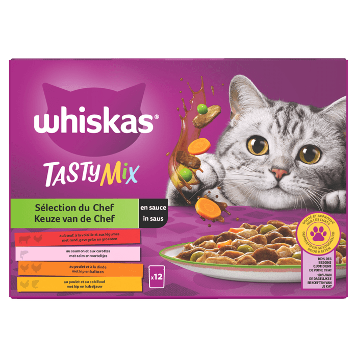 Whiskas Kattenvoer tasty mix vlees saus 1+ jaar