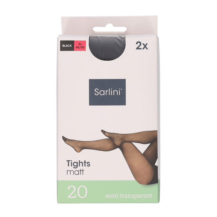 Panty 20 denier mousse zwart 48/50 2 st.