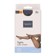 Panty 15 denier lycra zwart 44/46 2 st