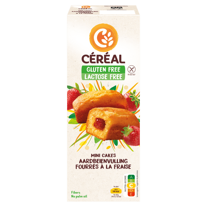 Céréal Mini cakes met aardbeienvulling 6 stuks