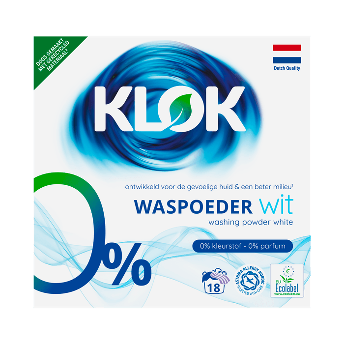 Klok Poeder wasmiddel wit 18 wasbeurten