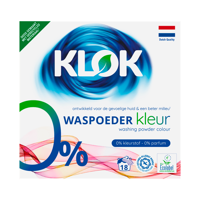 Klok Poeder wasmiddel kleur 18 wasbeurten