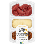 Daily Chef Stoofperen met runderlapje aardappelpuree uienringen en jus