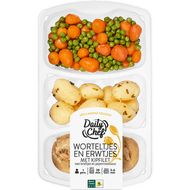 Daily Chef Worteltjes en erwtjes met kipfilet krieltjes en peperroomsaus