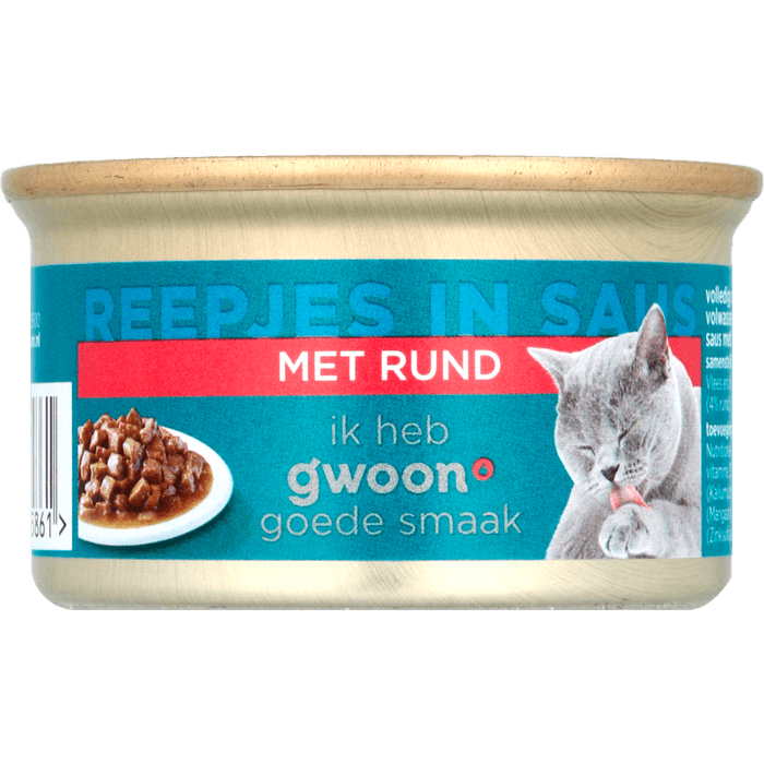G'woon Kattenvoer reepjes rund in saus