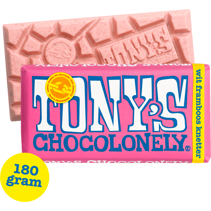 Tony's Chocolonely wit framboos knettsersuiker