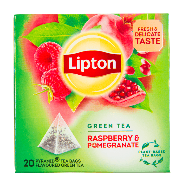 Lipton Groene thee raspberry & pomegr 20 zk.
