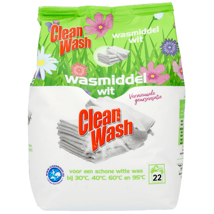 Clean Wash Poeder wasmiddel wit 22 wasbeurten