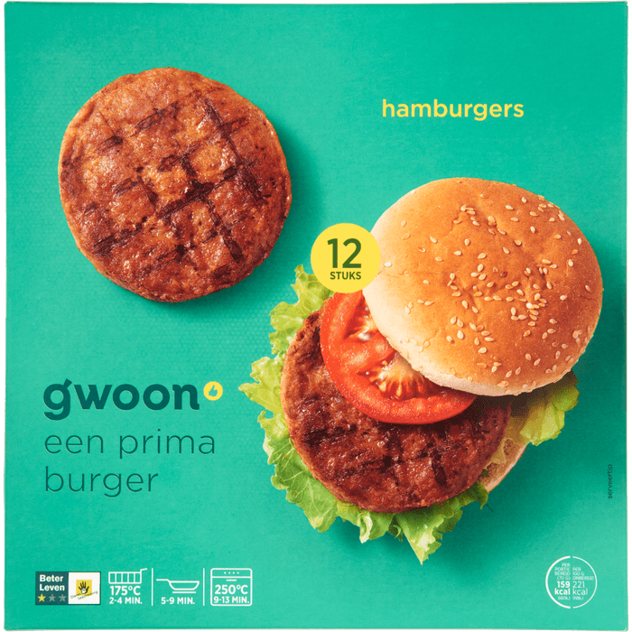 G'woon Hamburgers 12 stuks