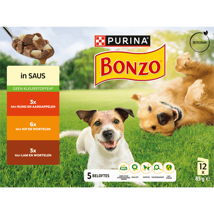 Bonzo Hondenvoer adult saus rund kip lam 12 st.
