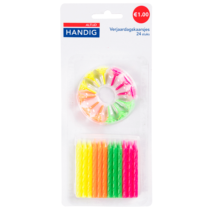 Altijd handig Verjaardagskaarsjes 24 stuks 2 assorti