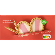 G'woon Melkbiscuit aardbei 6x2 stuks