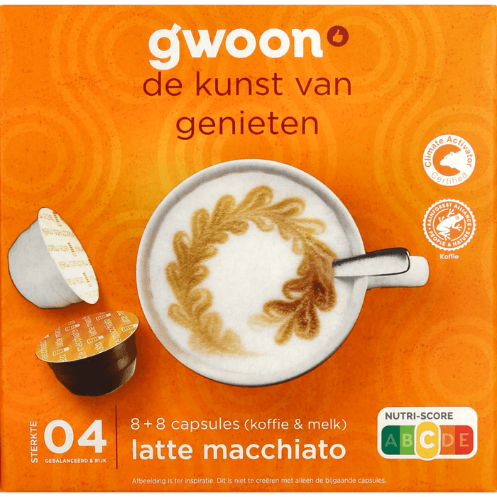 G'woon Koffiecups latte macchiato sterkte 4