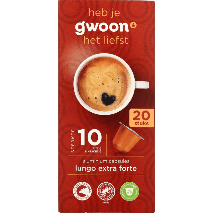 G'woon Koffiecapsules lungo extra forte