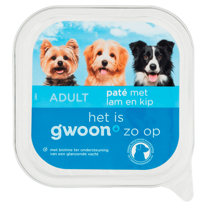G'woon Hondenvoer alu pate lam & kip