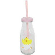 Glazen drinkfles met rietje