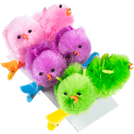 Chenille kuikens op clips 6 stuks