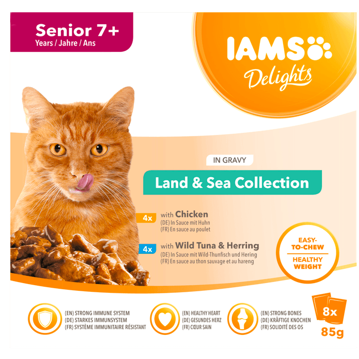 Iams Kattenvoer senior land & sea gravy 8 st.