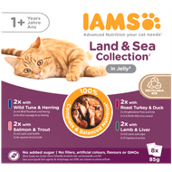 Iams Kattenvoer adult land & sea jelly 8 st.