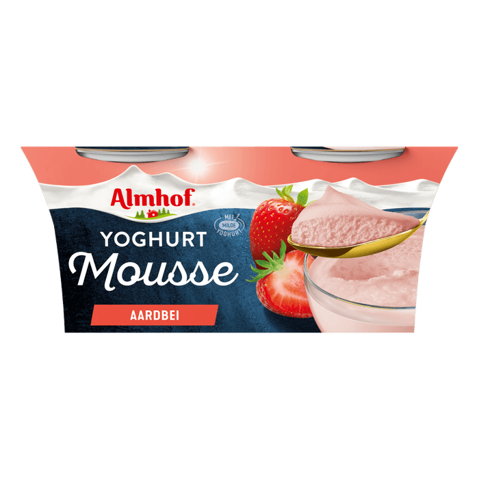 Almhof Yoghurt mousse aardbei 2 st.