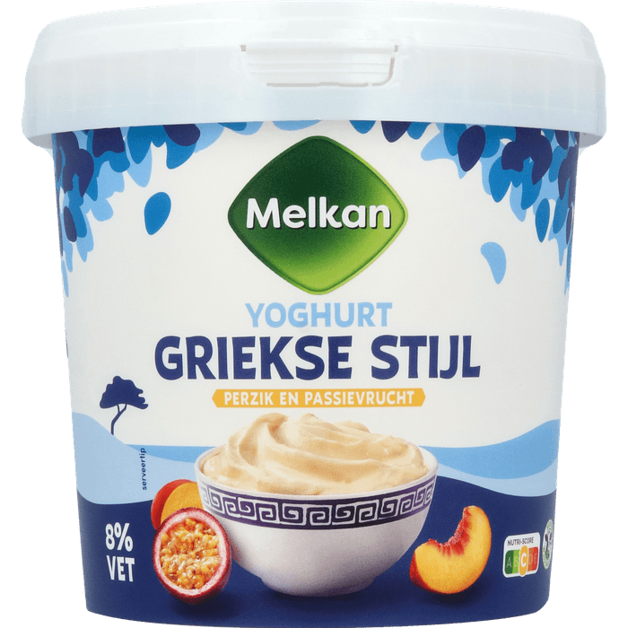 Melkan Yoghurt griekse stijl perzik-passievrucht