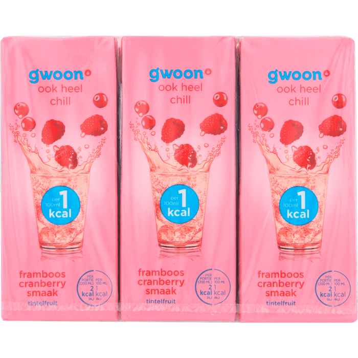 G'woon Tintelfruit framboos cranberry 1 kcal 6st.