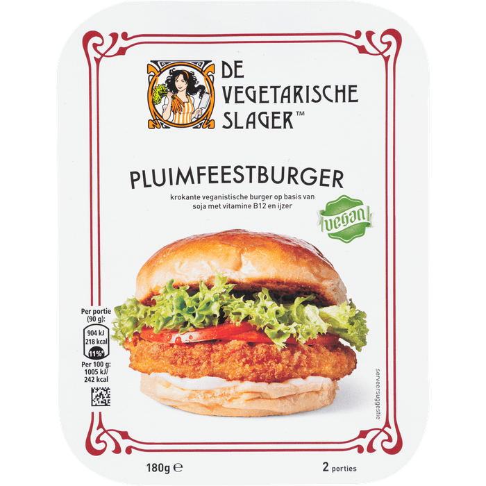 De Vegetarische Slager Pluimfeest burger 2 stuks