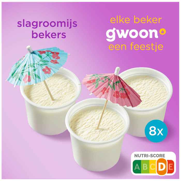 G'woon Slagroomijs bekers 8st