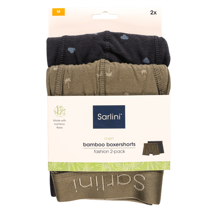 SARLINI Men bamboo boxershorts navy/army 2-pack maat M