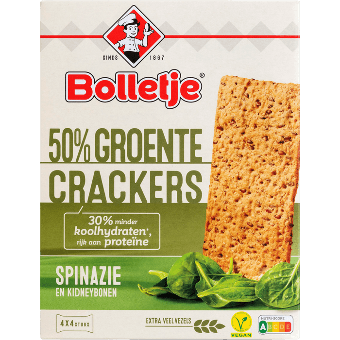 Bolletje Groentecrackers spinazie 4x4 st