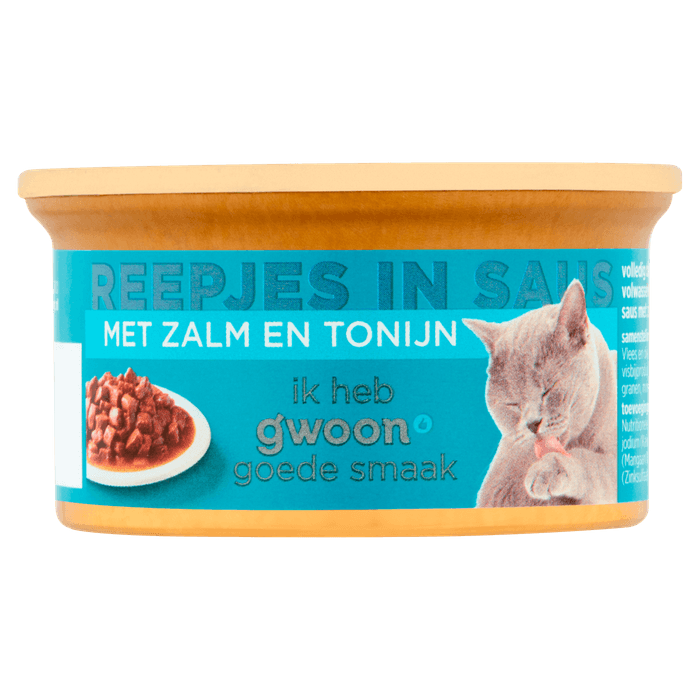 G'woon Kat premium reepjes zalm & tonijn in saus