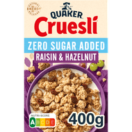 Quaker Cruesli Zero sugar rozijn & hazelnoot