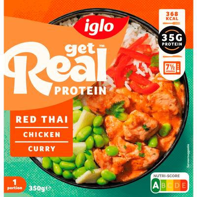 Iglo Get real protein red Thai chicken curry