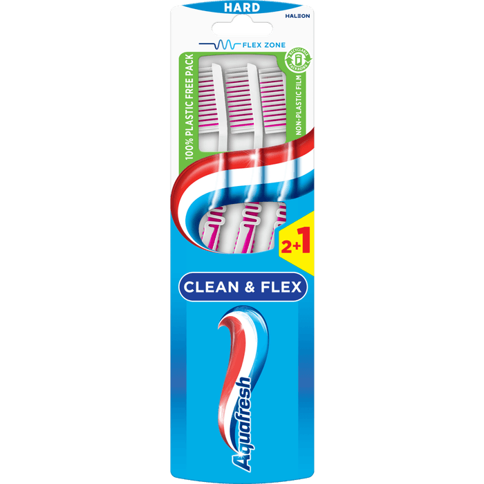 Aquafresh Tandenborstel clean & flex hard 2+1