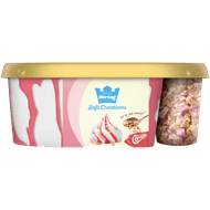 Hertog Softijs vanille met aardbeiensaus