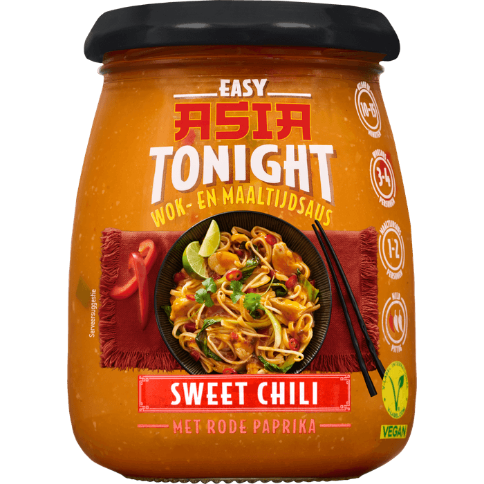 Asia Tonight Wok en maaltijdsaus sweet chili met rode paprika