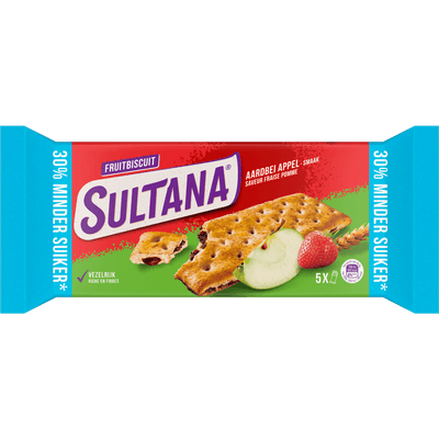 Sultana Fruitbiscuit aardbei appel 30%