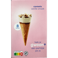 G'woon Cornets vanille 8 stuks