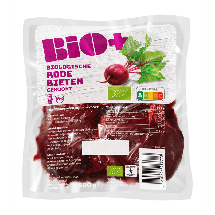 Bio+ Biologische rode bieten gekookt