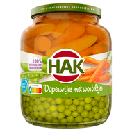 Hak Doperwtjes met worteltjes
